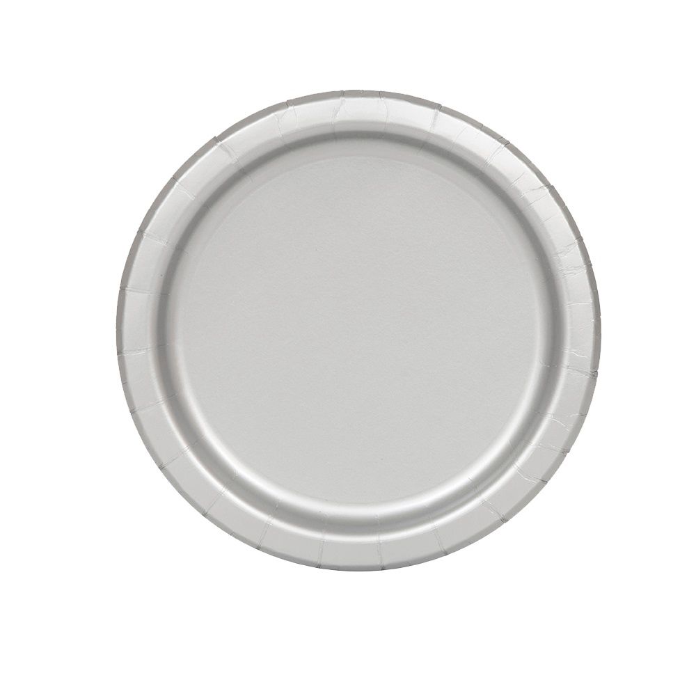 Unique - Party Paper Plates - Silver - 23 cm - Pack of 16