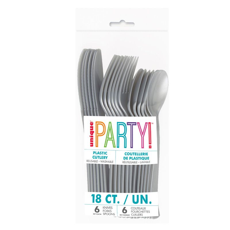 Unique - Party Cutlery - Silver - 18 Pcs