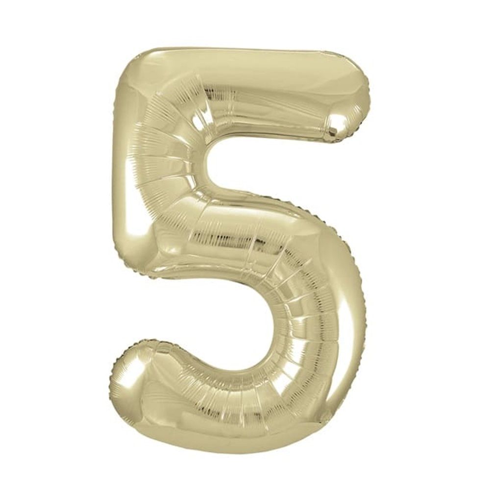 Unique - Number 5 Foil Balloon - Gold - 34-Inch