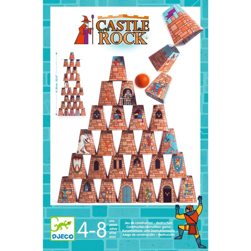 Djeco - Castle Rock - Construction & Knock Down 2-In-1 Game