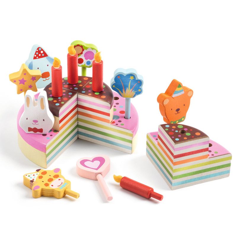 Djeco - Happy Birthday Wooden Cake & Candles Set