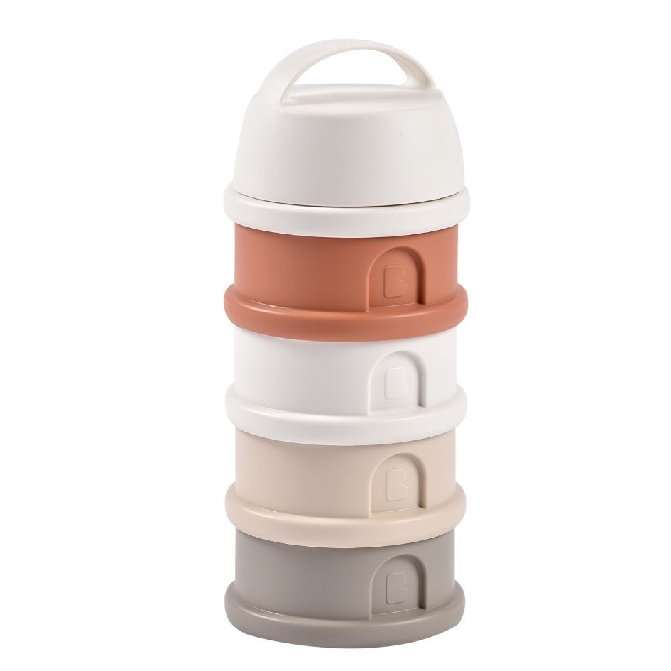 Beaba - Formula Milk Container 4 Compartments - Cotton White Terracotta