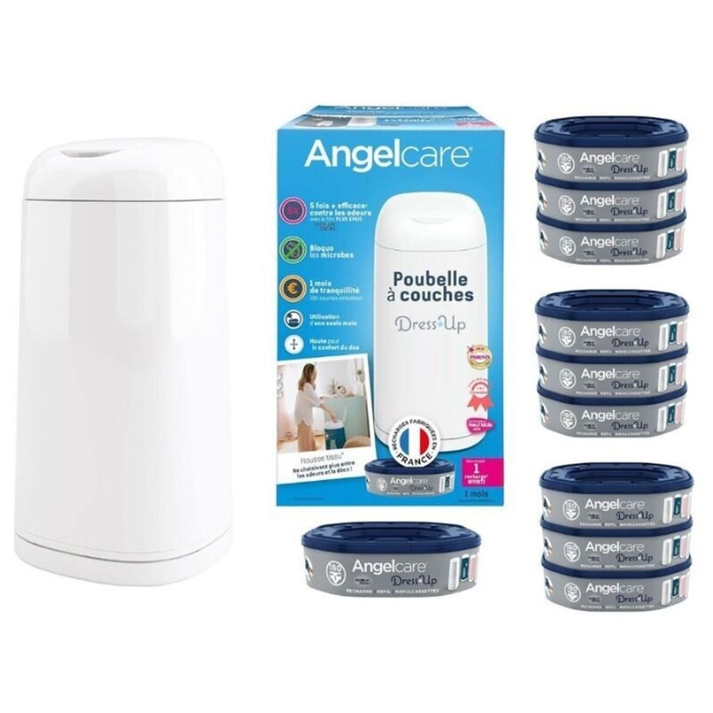 Angelcare - Dress Up Octagonal Diaper Bin With 10 Refills Set