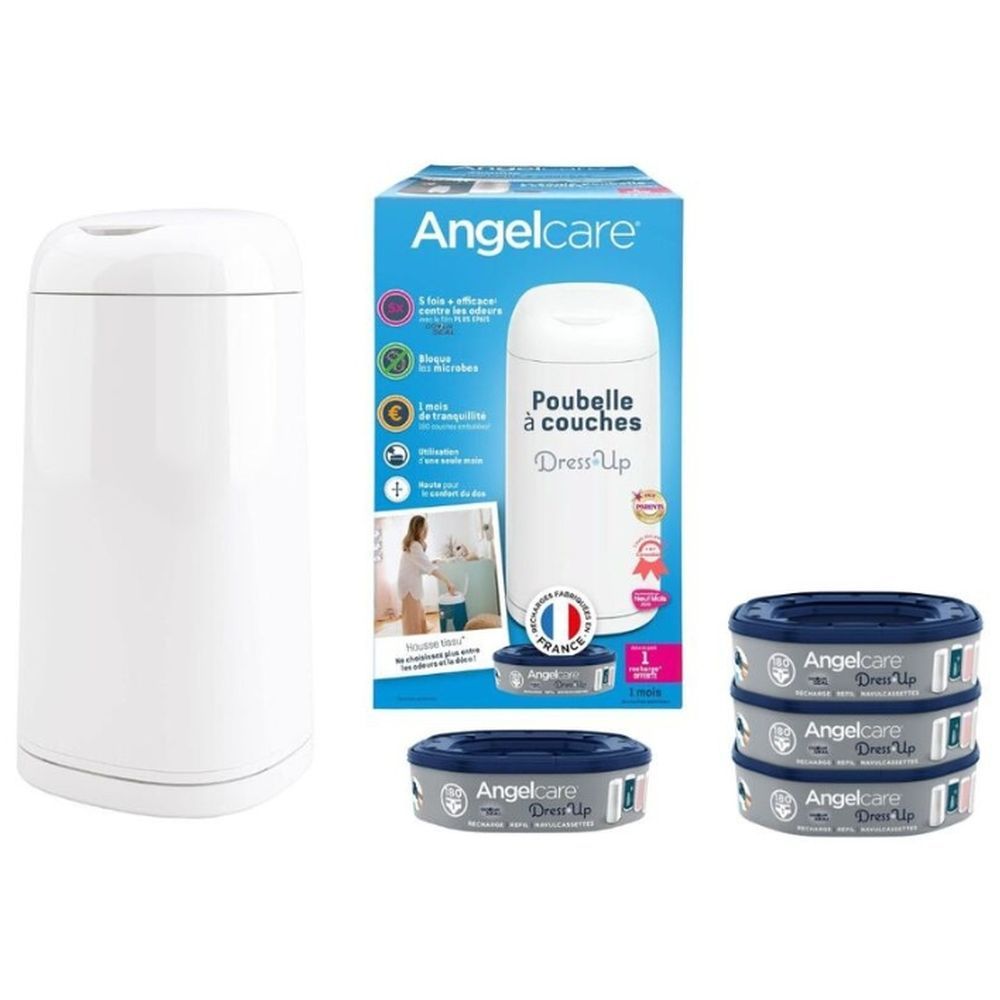 Angelcare - Dress Up Octagonal Diaper Bin With 4 Refills Set