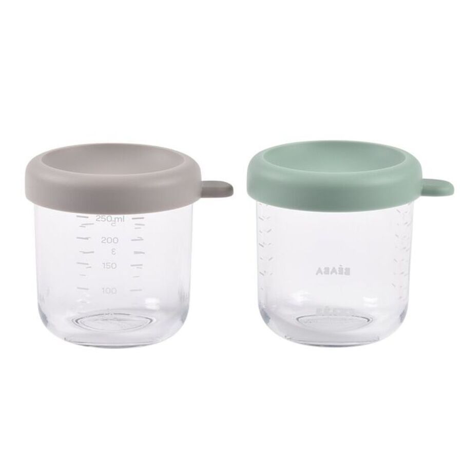 Beaba - Conservative Glass Food Containers - Sage Green/Gazelle - 250 ml - 2pcs