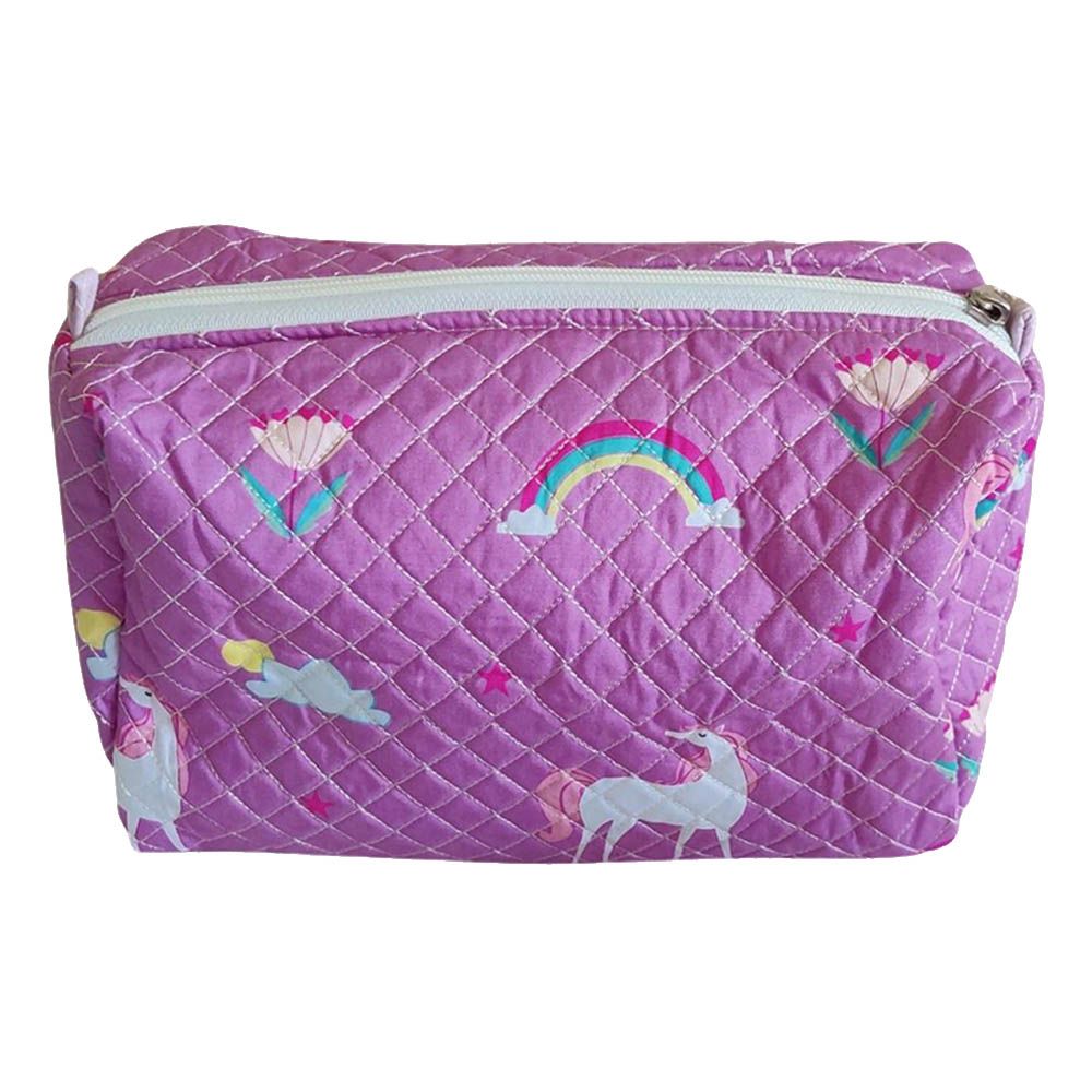 Tiny Tots - Quilted Rectangular Travel Pouch - Unicorn Rainbow