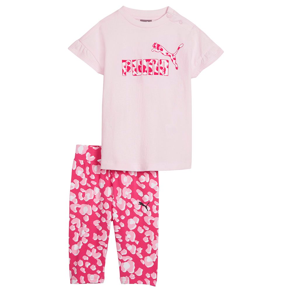 Puma - 2pc-Set - Minicats Animal T-Shirt & Leggings - White/Pink