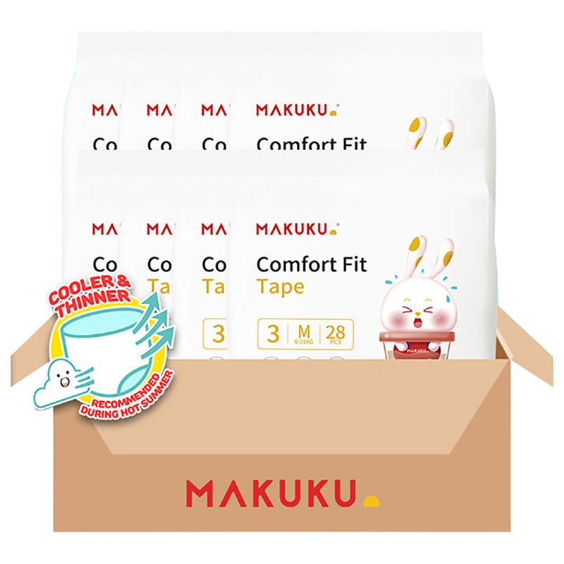 Makuku - Baby Comfort Fit Tape Diapers S3 - M - 6-11Kg - 224pcs