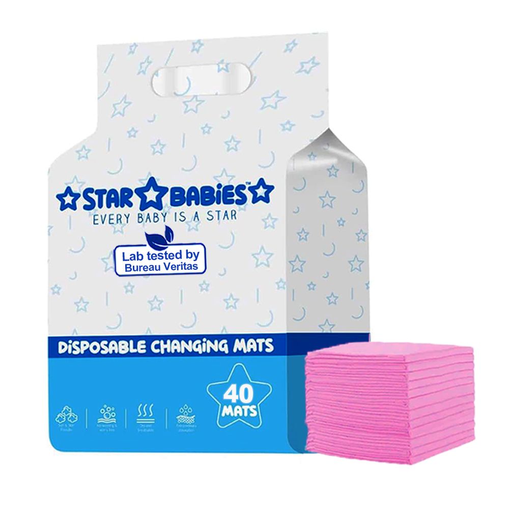 Star Babies - Pack of 20 Disposable Changing mats (45x60cm) Large, B1G1 - Pink