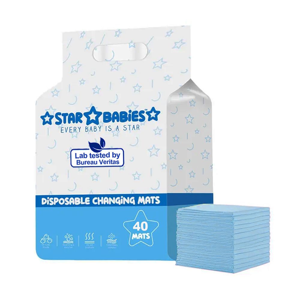 Star Babies - Disposable Changing mats (45x60cm) Large, - Pack of 40 -Blue