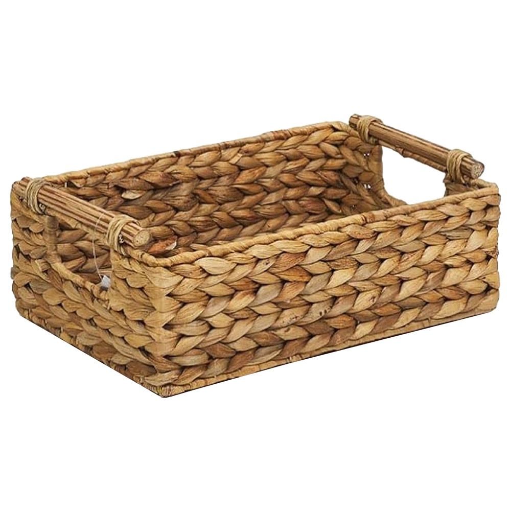 Homesmiths - Water Hyacinth Basket w/ Rattan Handles - M - 32 X 22 X 12cm