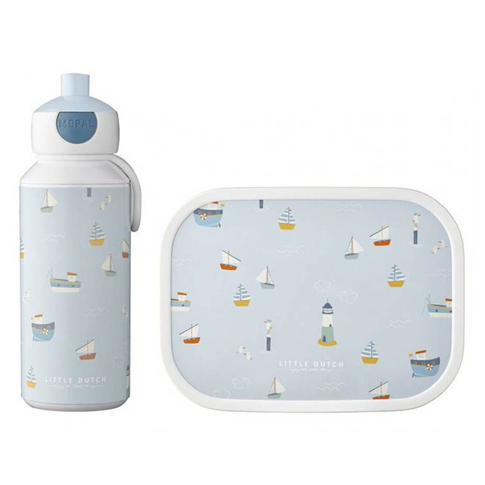 Mepal - Pop Up Water Bottle And Sailors Bay Lunch Box - Blue - 2Pcs