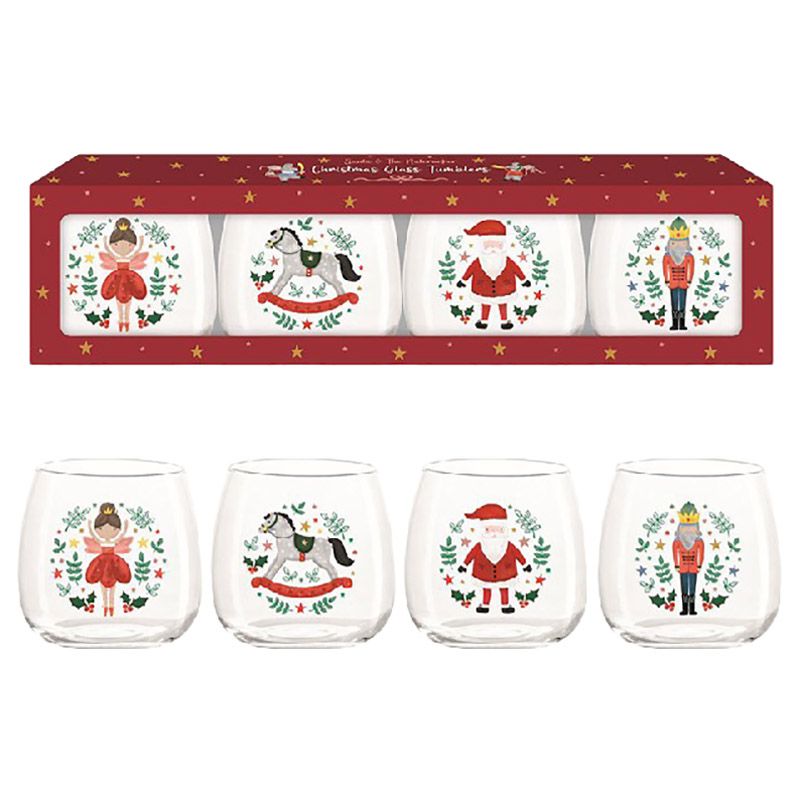 Rsw - Santa & The Nutcracker Drinking Glasses - 4pcs