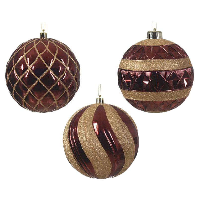 Kaemingk - Baubles Shatterproof - 12 cm - Oxblood - Style May Vary