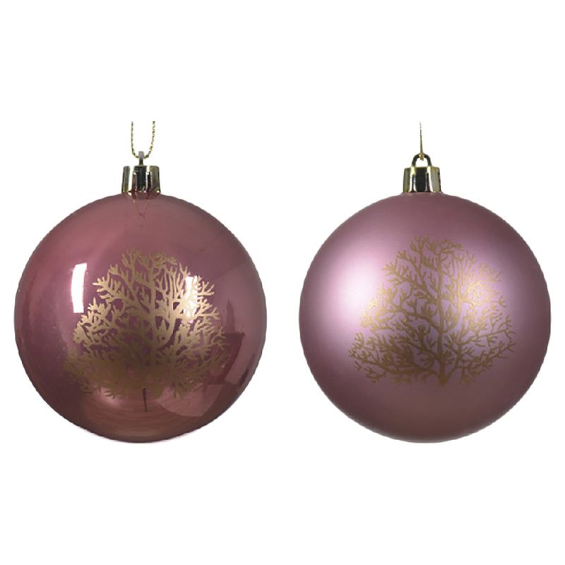 Kaemingk - Baubles Shatterproof Tree - 8 cm - Velvet Pink - Style May Vary