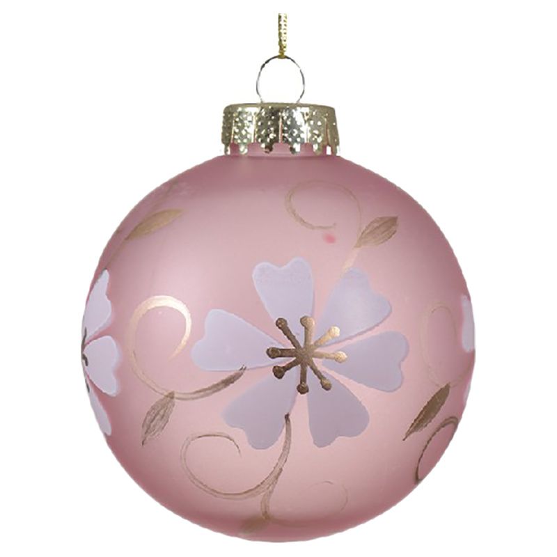 Kaemingk - Bauble Shatterproof Flower - 8 cm - Pink