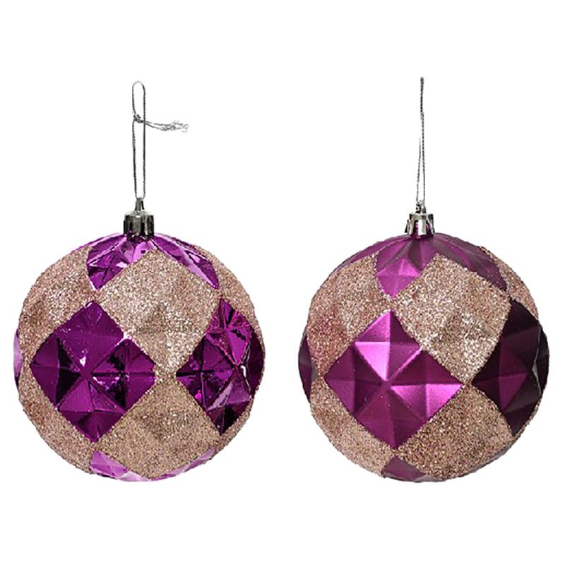 Kaemingk - Bauble On Wire Shatterproof Glitter - 10 cm - Style May Vary