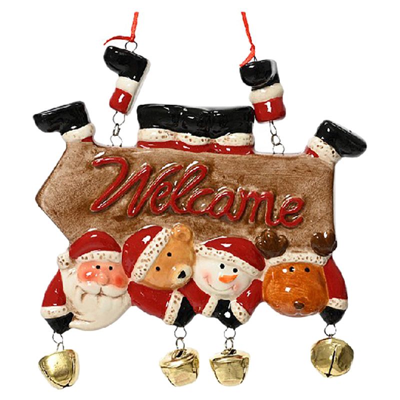 Kaemingk - Santa Dolomite Santa w/ Snowman Deer w/ 4 Bells