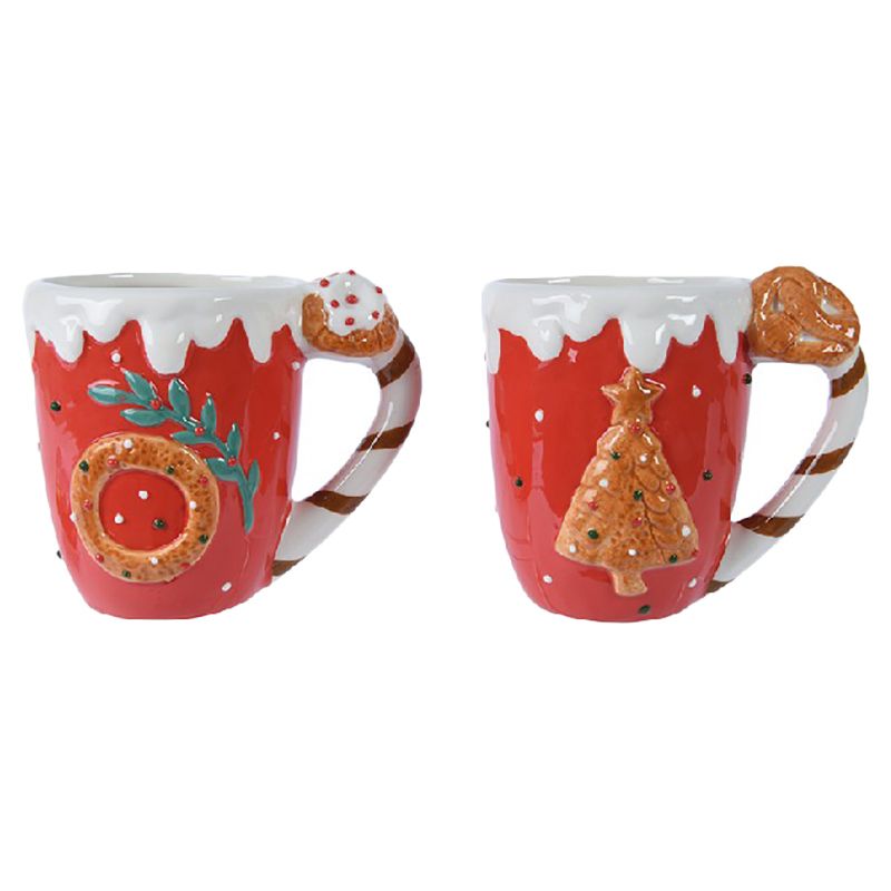 Kaemingk - Mug Dolomite Shiny Tree Patten w/ Pretzel Ear - Style May Vary