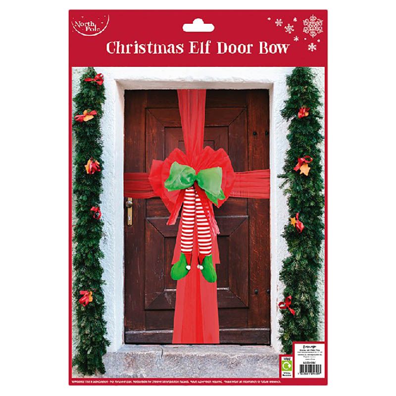 North Pole - Large Elf Door Bow - Red