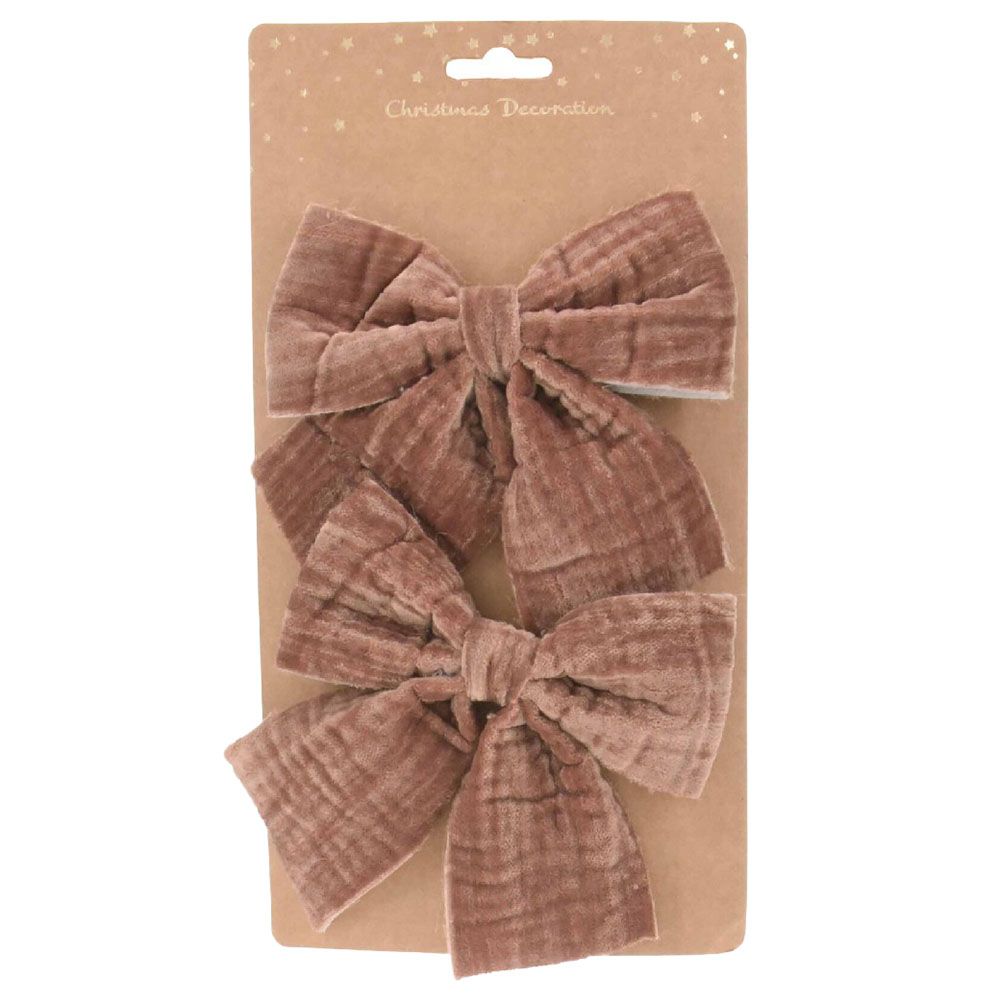 Koopman - Xmas Bow Velvet - 2pcs - Brown