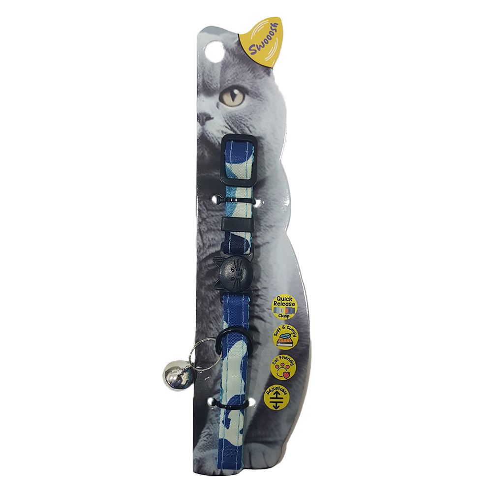 Nutrapet - Swooosh Cat In Uniform Nylon Safe Collar - Blue