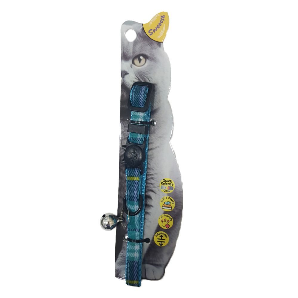 Nutrapet - Swooosh Bright And Beautiful Grid Cat Collar - Blue