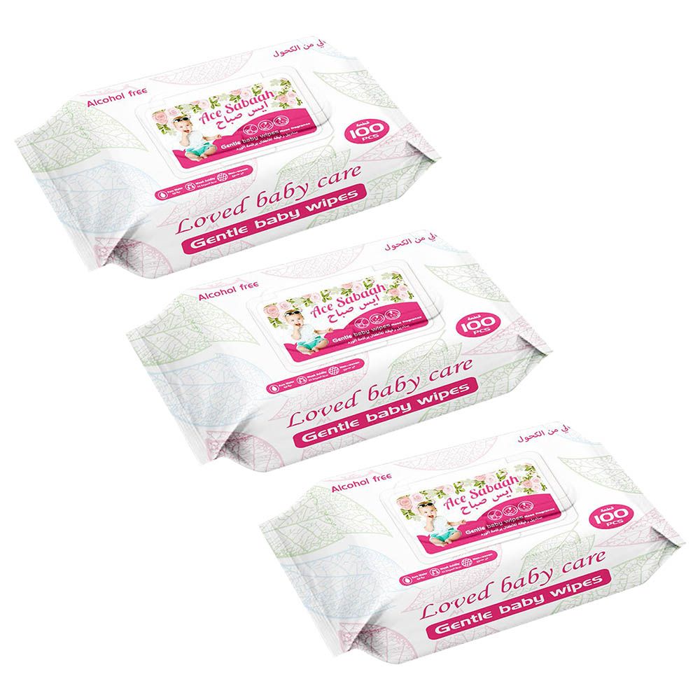 Ace Sabaah - Baby Wipes - Rose - Pack of 3 – 100pcs