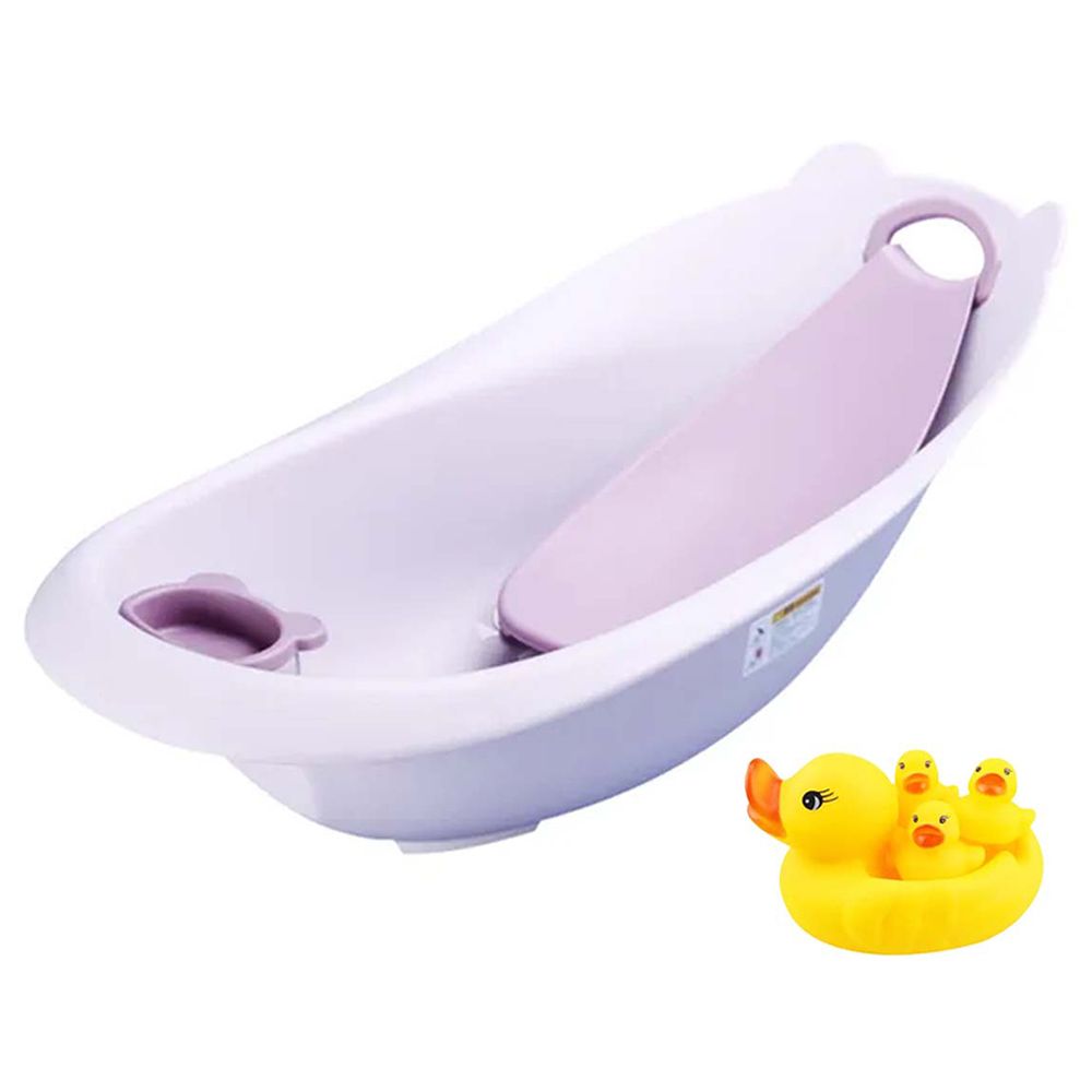 Star Babies - Smart Sling 3-Stage Bathtub - Purple With Rubber Duck Toy - Yellow - 4pcs