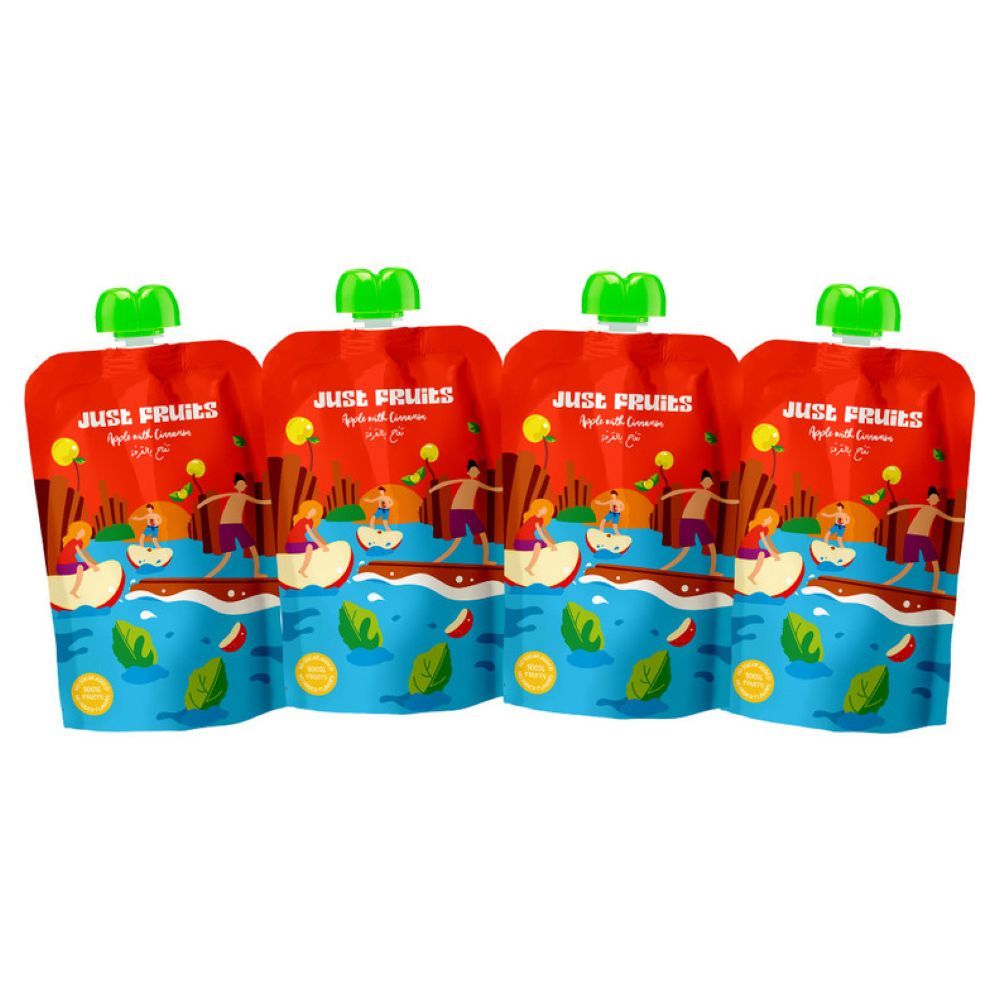 Just Fruits - Baby Puree Pouches - Apple And Cinnamon - Pack of 4 - 110 gm