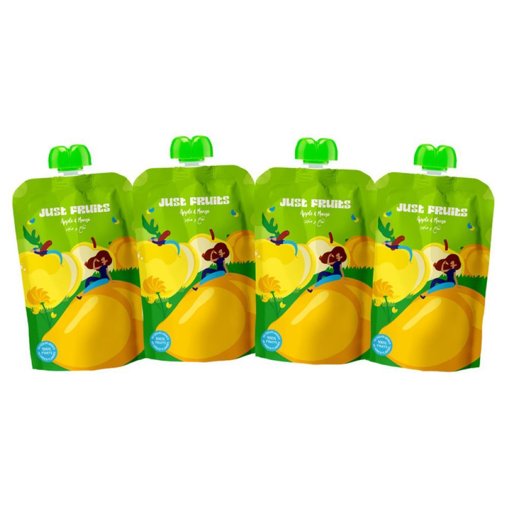 Just Fruits - Baby Puree Pouches - Apple And Mango - Pack of 4 - 110 gm