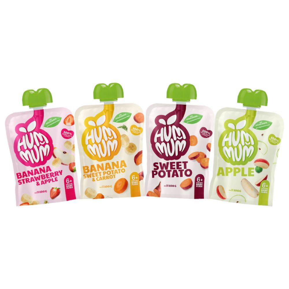 Hummum - Baby Puree Pouches - Fruit And Vegetables - 4 Pcs - 100 gm