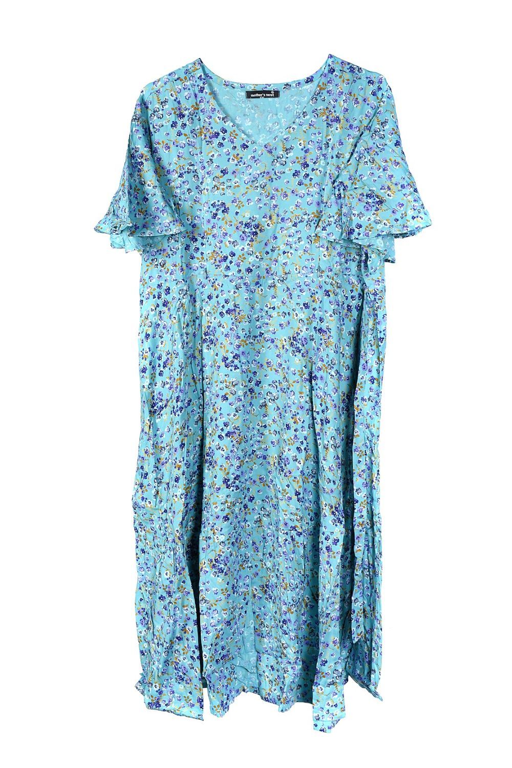 Mother's Nest - Rayon below Knee Length Maternity Blue Dress