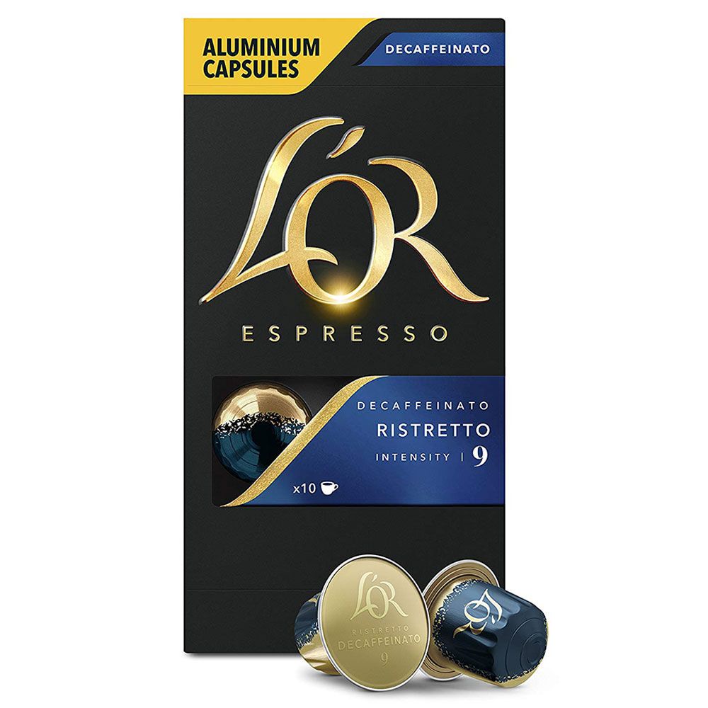 L'OR Espresso Ristretto Decaf Intensity 9 - Nespresso* Compatible Aluminium Coffee 1 pack, 10 capsules