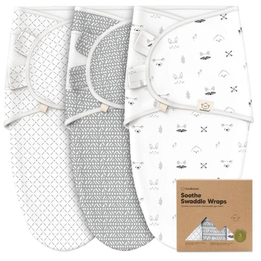 Keababies - Soothe Swaddle Wrap - 3pcs - Nordic - L