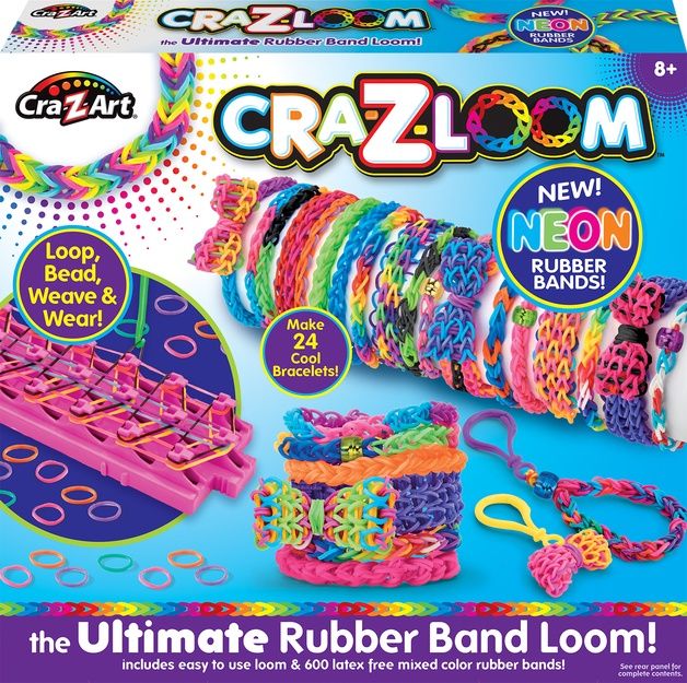 CraZArt - CraZLoom Ultimate Rubber Band Loom DIY Craft Kit - Neon