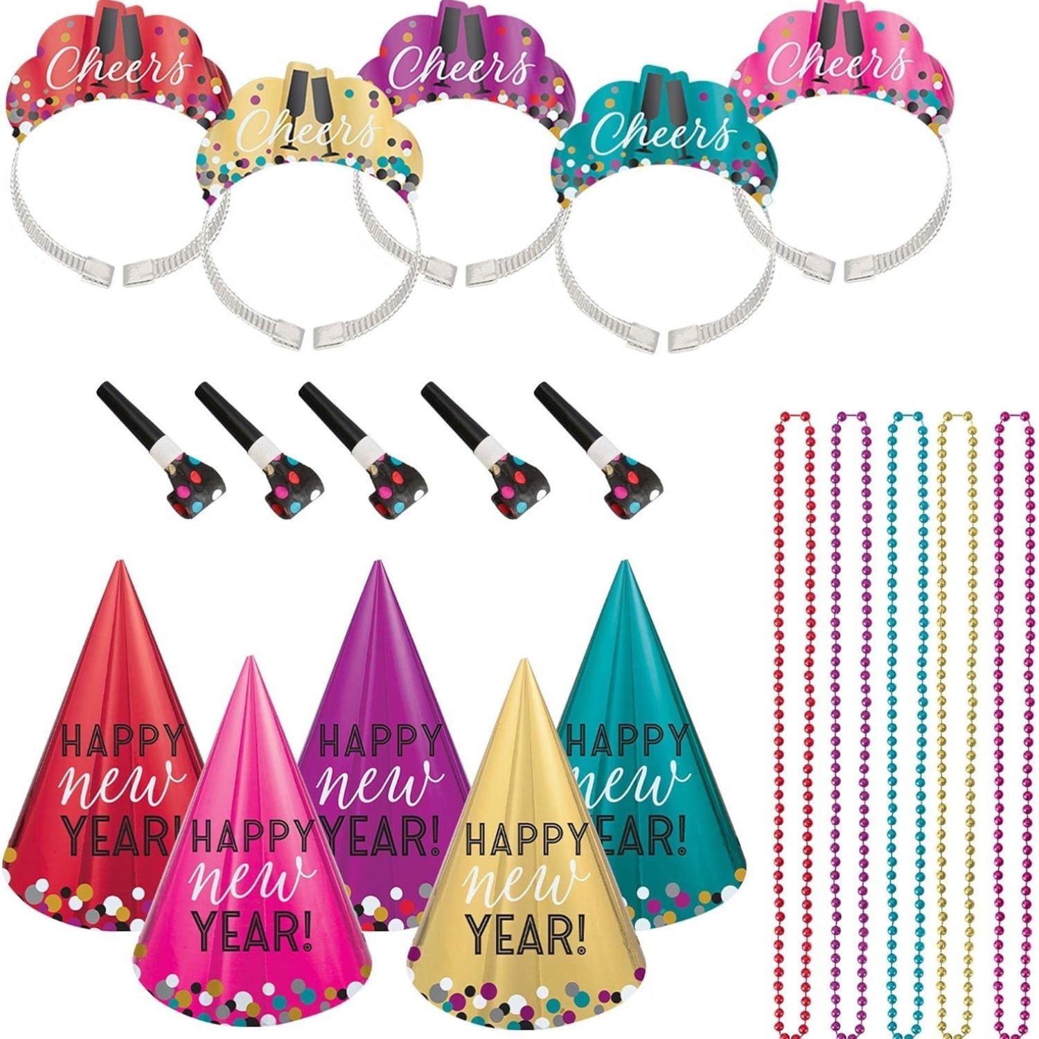 Party Centre - New Years Eve Colorful Confetti Party Kit For 10 People - 20pcs