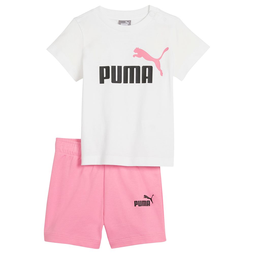 Puma - 2pc-Set - Minicats Tee & Shorts - White/Pink