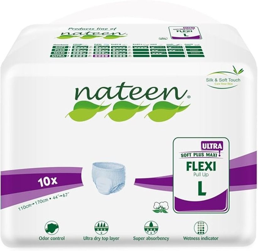 Nateen - Flexi Ultra Pull-Up Adult Diapers - Large - 10 Pcs