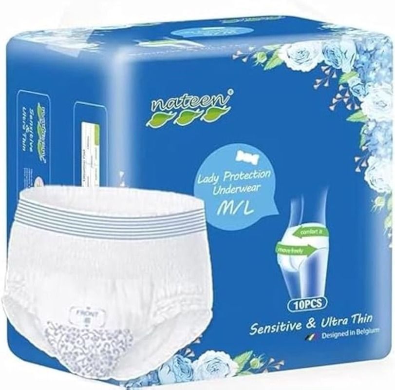 Nateen - Lady Protection Sanitary Underwear Pads - 10 Pcs - M/L