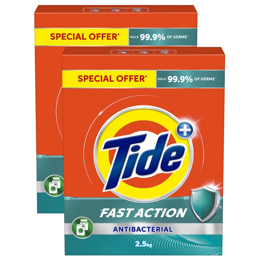 Tide - Anti-Bacterial Fast Action Laundry Detergent Powder - 2.5 Kg - Pack of 2