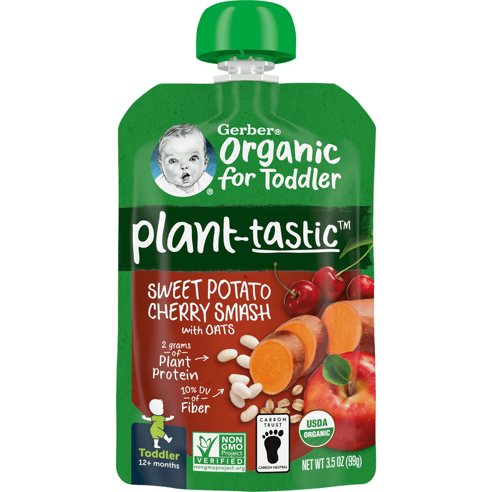 Gerber - Organic Food Pouch in Plantastic Sweet Potato & Cherry Smash 99g  - For Toddler