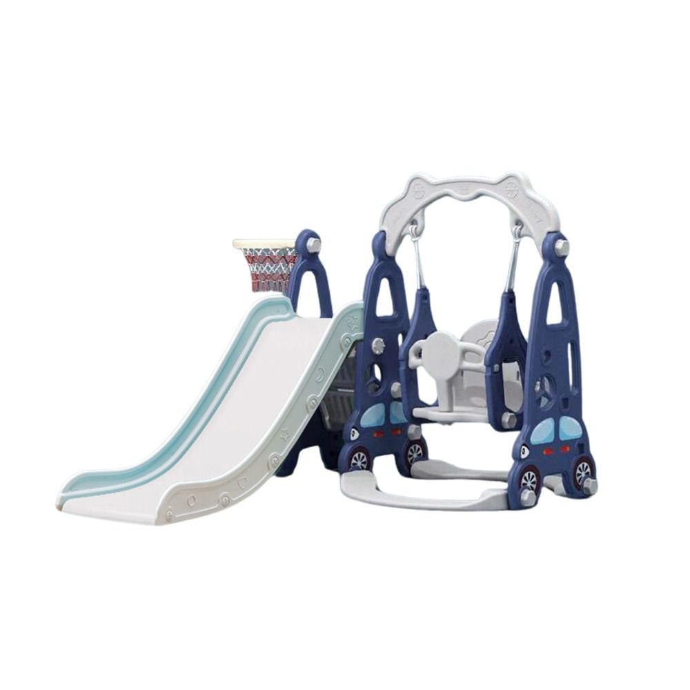 Megastar - Zoom Slide & Swing Multiplayset 3-In-1 For Kids With Basketball Hoop - Blue