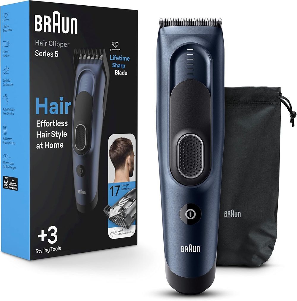 Braun - Series 5 Cordless Hair Clipper Kit - Blue/Black