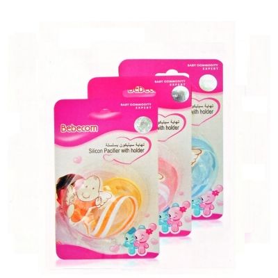 Bebecom Silicone Pacifier with Holder - Assorted Colour