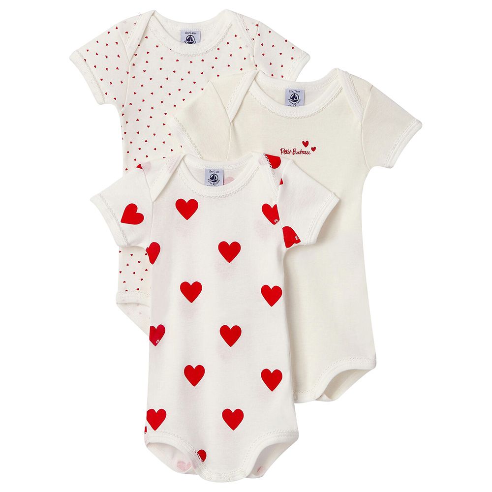 Petit Bateau - 3pc-Set - Baby's Short-Sleeves Cotton Bodysuits