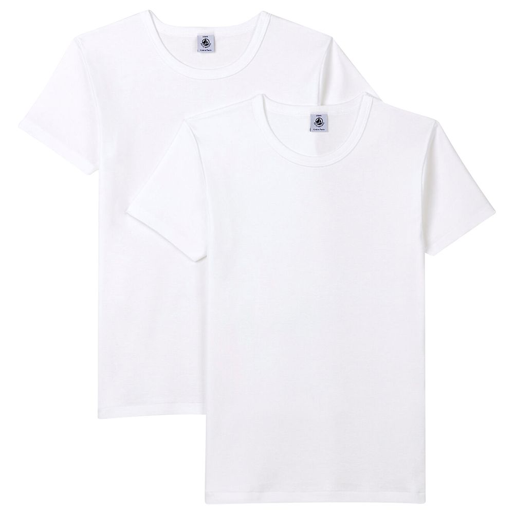 Petit Bateau - 2pc-Set - Boy's Short-Sleeves T-Shirt - White