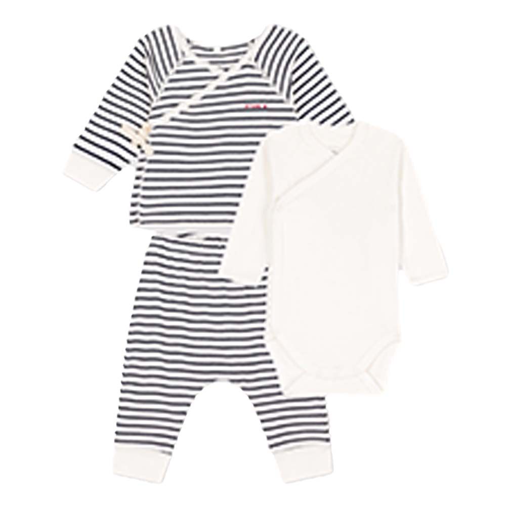 Petit Bateau - 2Pc-Set - Babies Cotton Striped Outfit - White/Blue