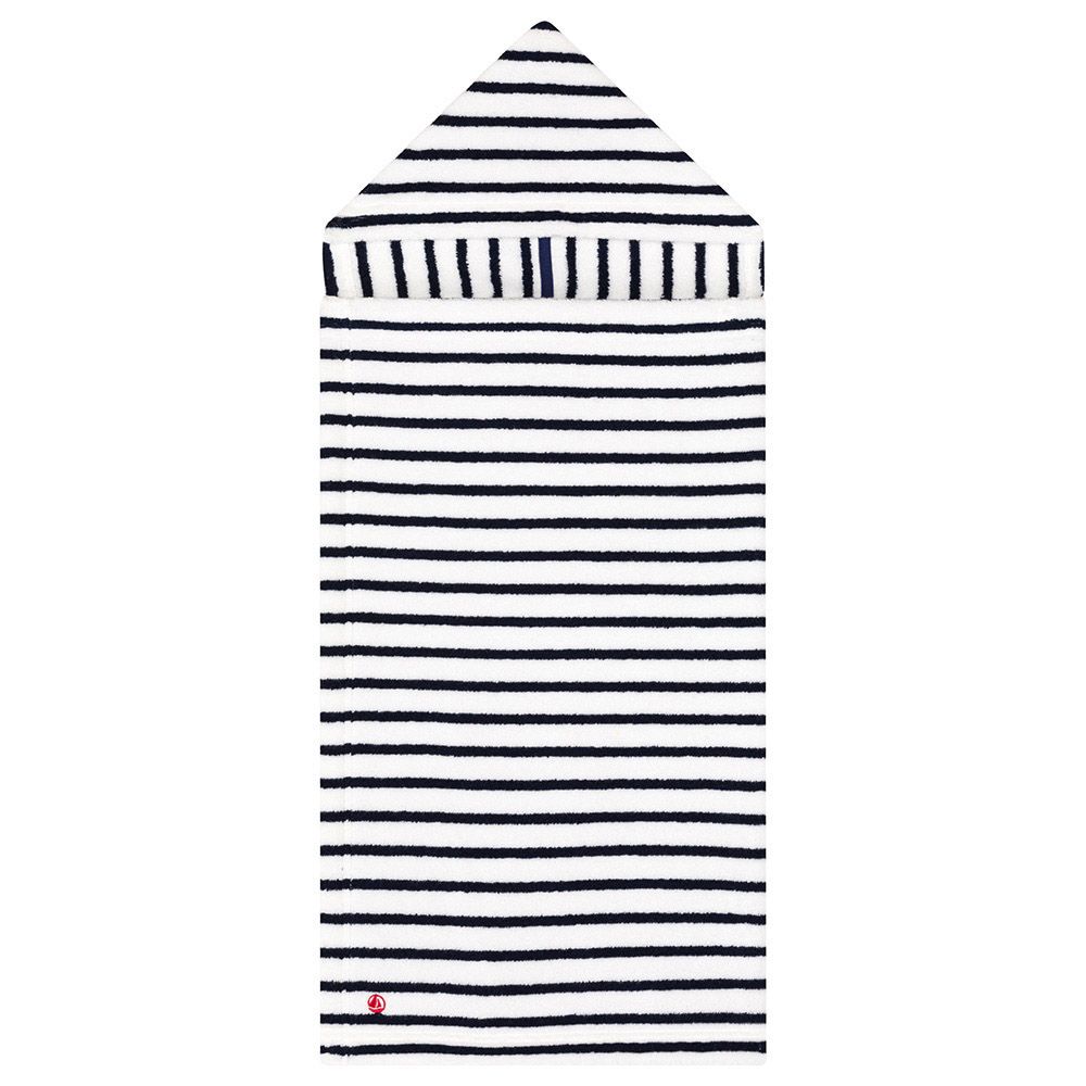 Petit Bateau - Baby's Striped Terry Bath Cape - White/Blue