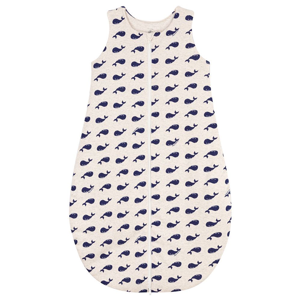 Petit Bateau - Baby's Cotton Whale Sleeping Bag - Beige/Blue